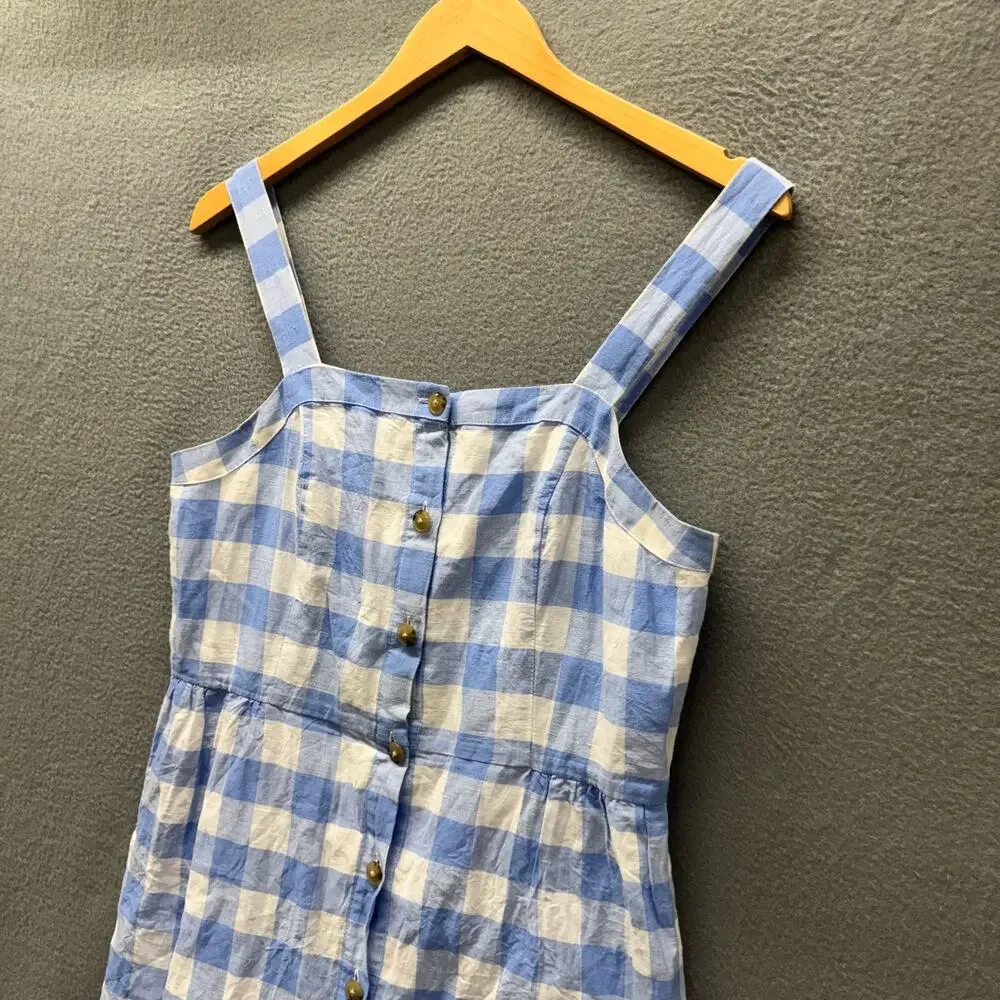 J. Crew Blue and White Gingham Button-Front Sundress